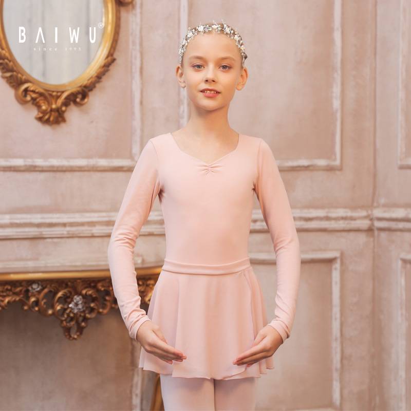 Baiwu Children's Practice Ballet Conjusational Server Long -sleeved Gymnastics Training Server 120242011