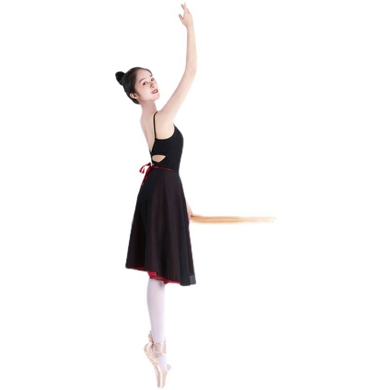 Spot ballet adult female art test half -body dance skirt Teacher practice service o mid -length lace chiffon double -layer