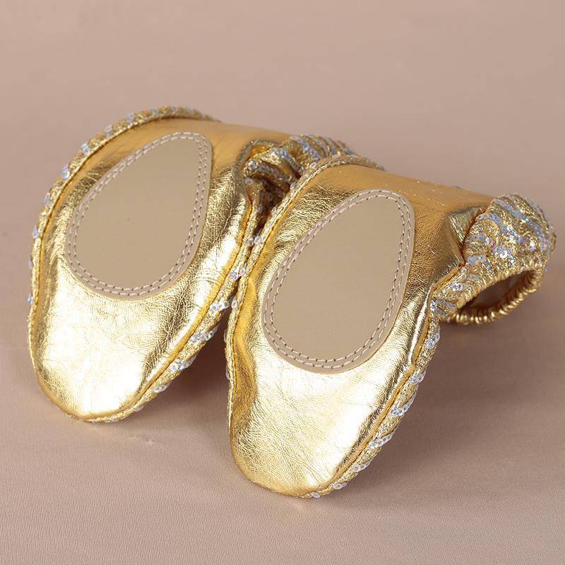 2021 new belly dance shoes practice shoes soft soles of cat claw shoes performance shoes Indian dance shoes performance bead embroidery sequins
