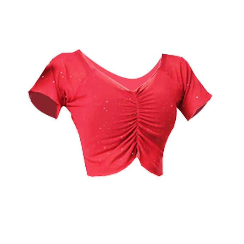 Belly Dance top 2024 new exercises sexy V -neck short -sleeved versatile exercise Performance Performance upper body female summer