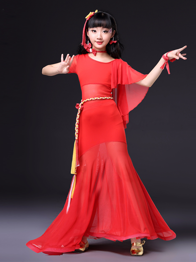 Yanxin Huimei New Children's Belly Dance Performance Service 2024 Spring Spring Fish Tail Blocking Dance Set