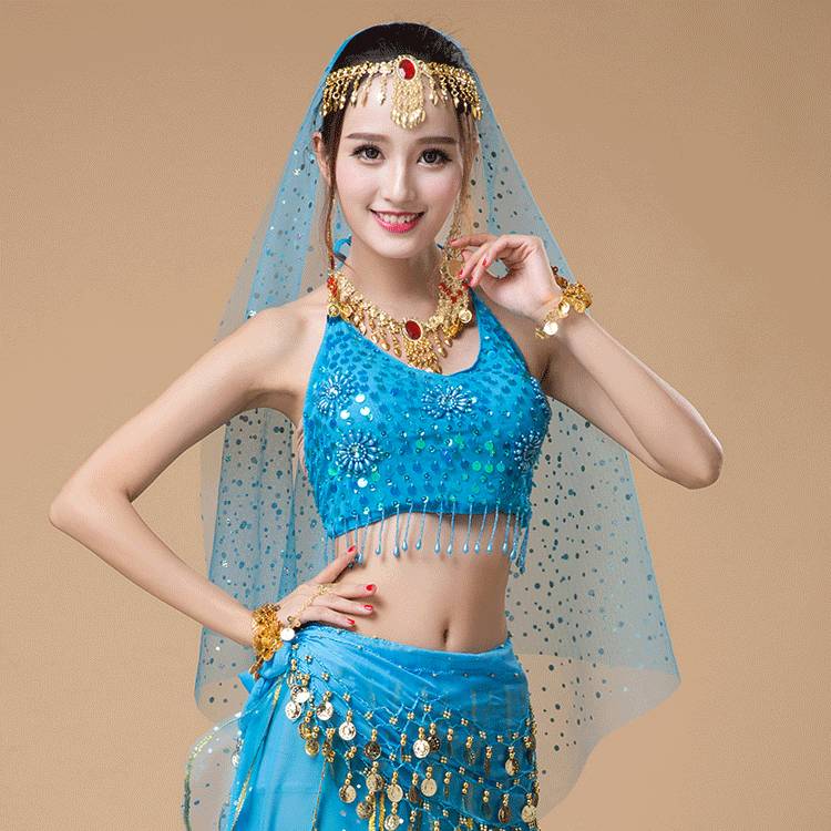 Belly dance head scarf Indian dance jewelry, Xinjiang dance performance gauze, hand scarf shit, sequins, adult headscarf girl