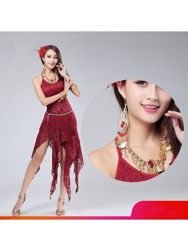 Baiya Qianhui Dance accessories Xia Latin dance belly dance Indian dance showed ring glove stage earrings accessories