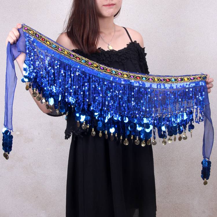 Flat sequin color diamond belly dance waist chain Indian dance performance clothing bronzoa belt hip scarf