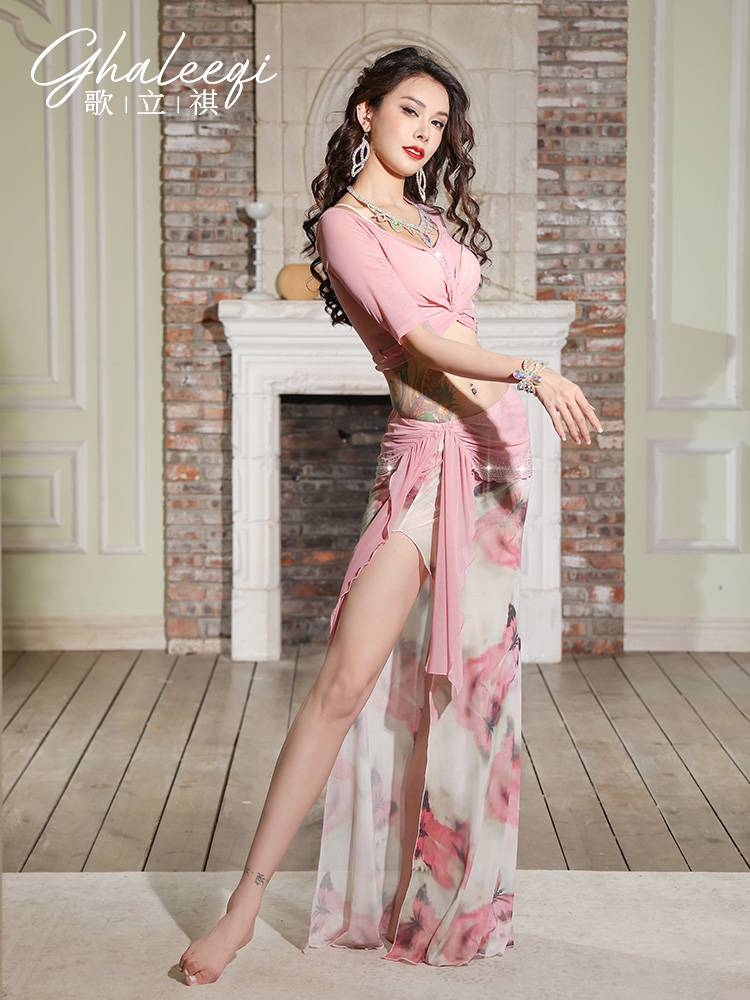 Geqi Qi Belly Dance Spring and Summer New Practice Services Hot Drilling Printing Oriental Dance Performance Clothing Group Uniform