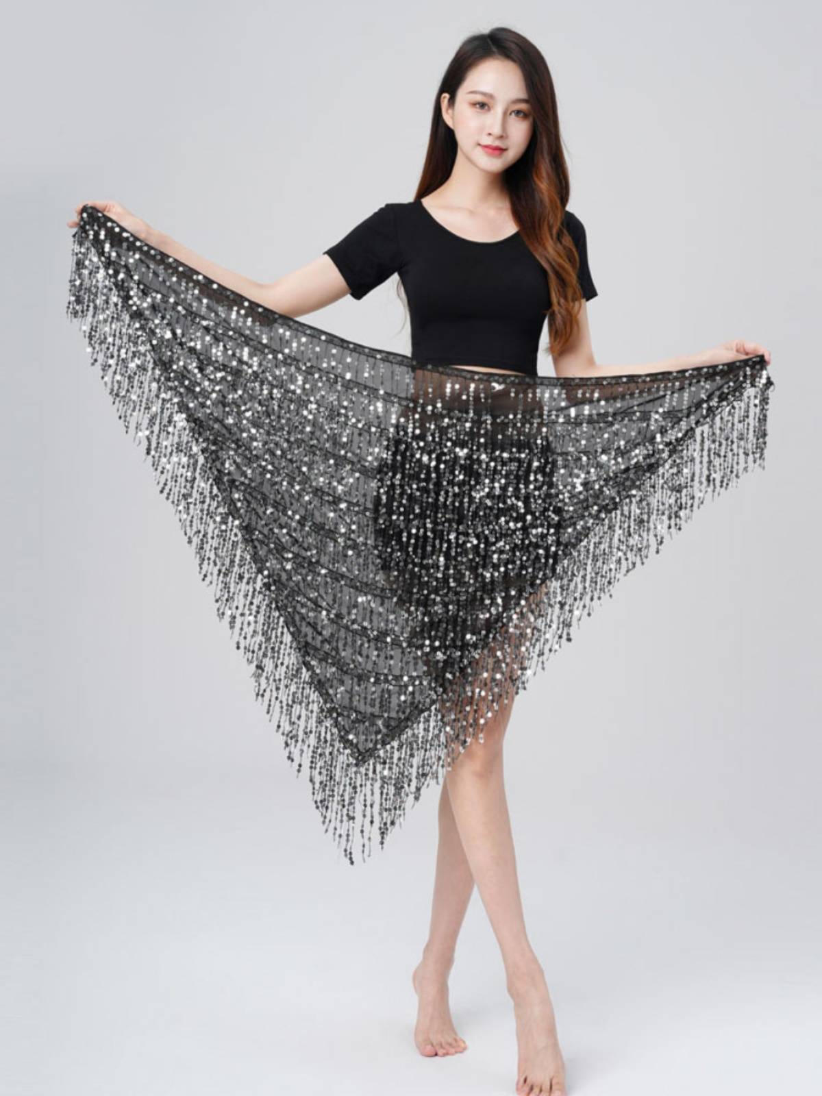 Belly dance new exercise service Indian dance performance sequins triangle waist chain women's sexy stage performance clothing