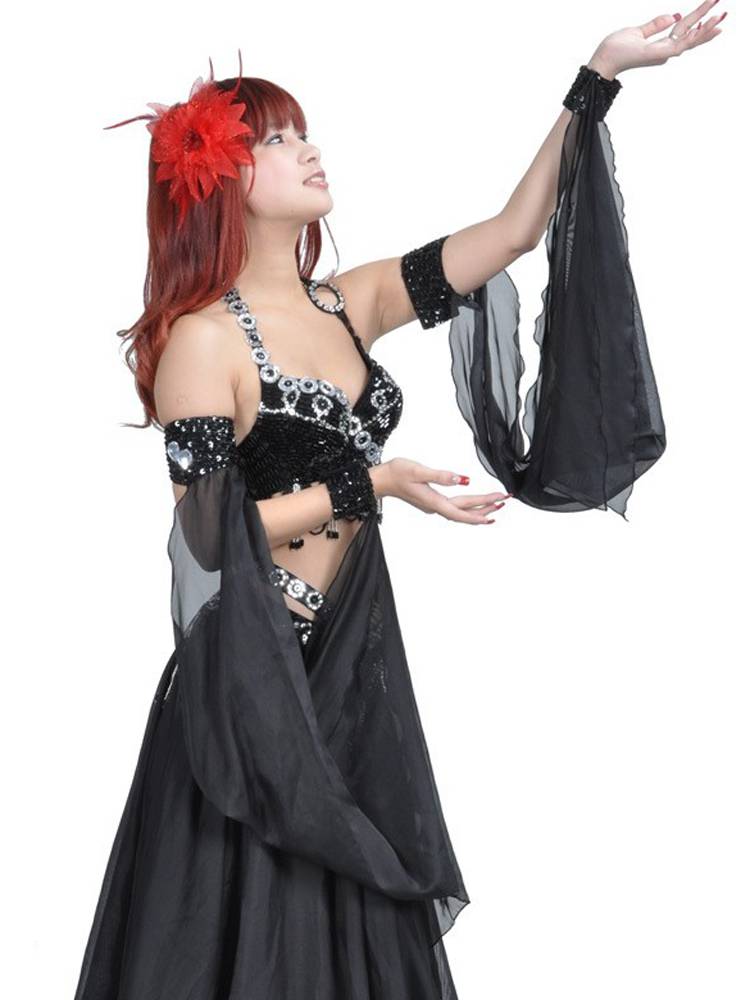 Sequenant multi -color elegant belly dance dance sleeve double -ring gloves Oriental dance performance sleeve dance performance accessories sleeves