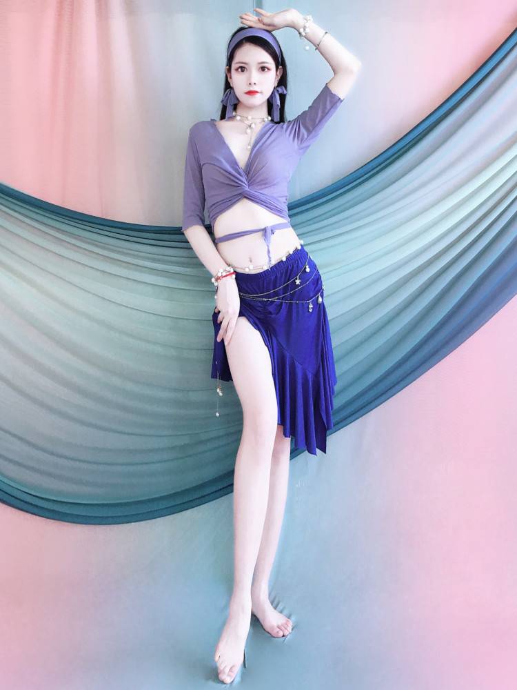 2024 spring and summer new belly dance exercise, clothing female beginner short skirt set Oriental dance dance show performance service