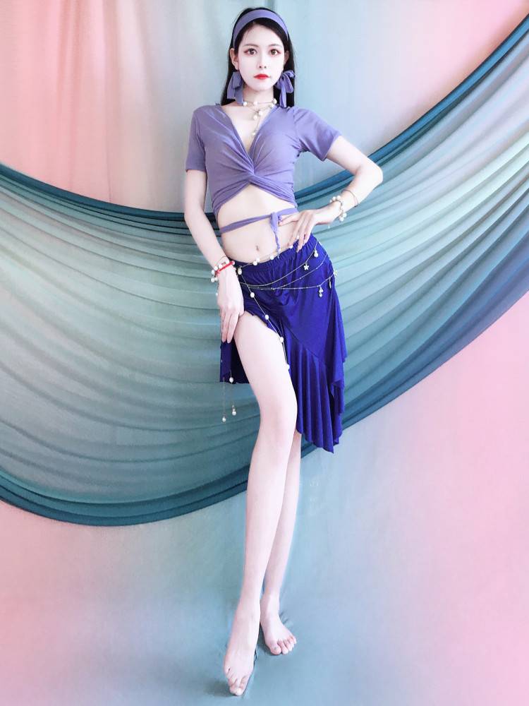 2024 spring and summer new belly dance exercise, clothing female beginner short skirt set Oriental dance dance show performance service