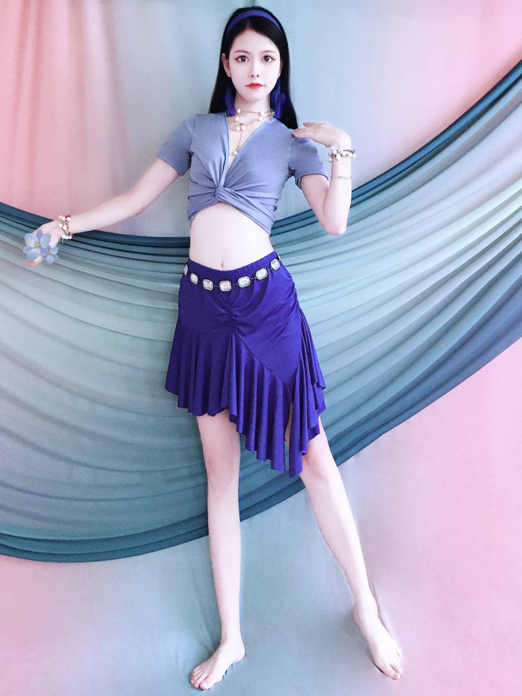 2024 spring and summer new belly dance exercise, clothing female beginner short skirt set Oriental dance dance show performance service