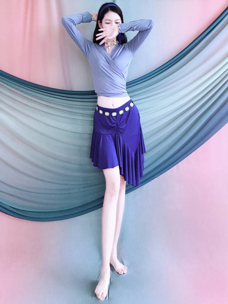2024 spring and summer new belly dance exercise, clothing female beginner short skirt set Oriental dance dance show performance service