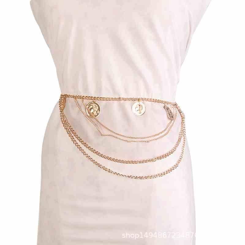 Women's waist chain multi -layer chain belly dance coin nightclub dance performance chain metal