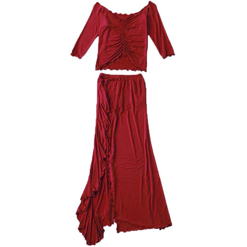 Belly dance set 2024 new sexy clothing female belly dance exercise exercises Modal beginner long skirt fairy