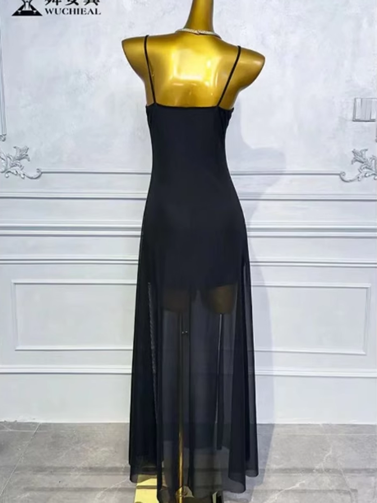 Dance posture belly dance new version 2024 black plus drilling camouflage dress practicing dance performance service
