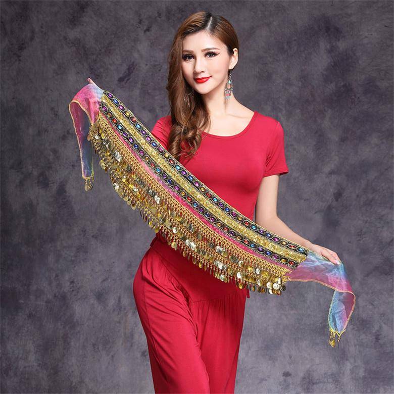 Belly dance waist chain belly dance waist chain dance widening and exacerbation of gold coin waist scarf hip -hip scarf waist sealed Indian dance