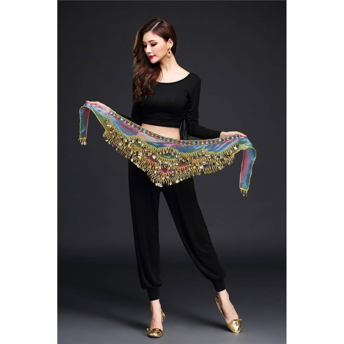 Belly dance waist chain belly dance waist chain dance widening and exacerbation of gold coin waist scarf hip -hip scarf waist sealed Indian dance