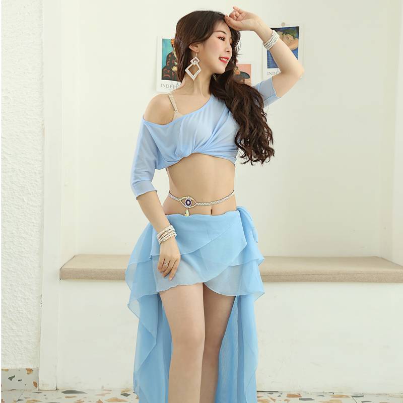 2023 new belly dance service spring and summer sexy exercises, thin women's big dress, long skirt, oriental dance hip scarf performance service