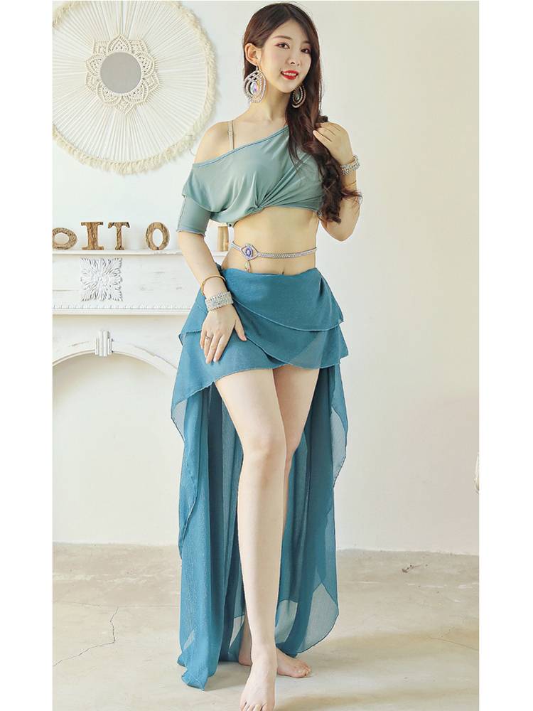 2023 new belly dance service spring and summer sexy exercises, thin women's big dress, long skirt, oriental dance hip scarf performance service