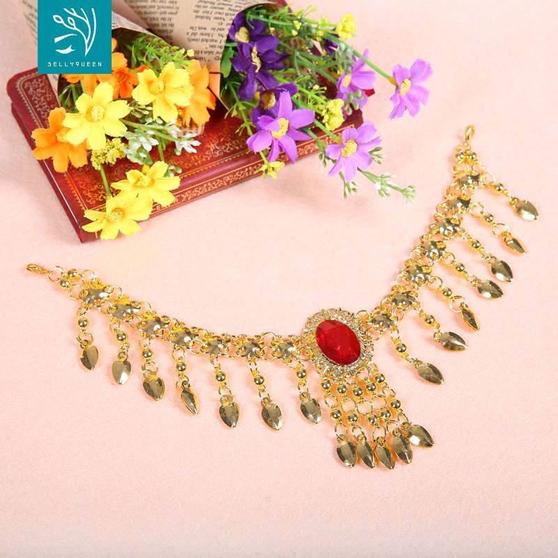 Bellyqueen belly dance Indian dance clothing and jewelry head jewelry head jewelery big drill head chain+Jinshan edge veil