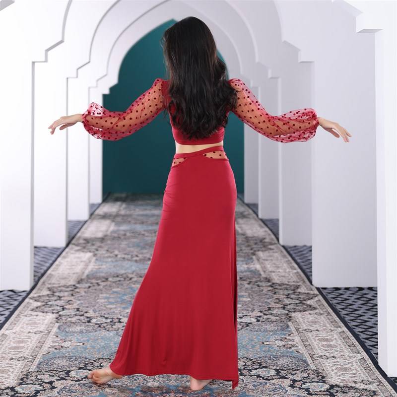 Belly Dance 2022 New Set Set Clothing Female Practice Services Oriental Dance Professor Palace Court Lantern sleeve