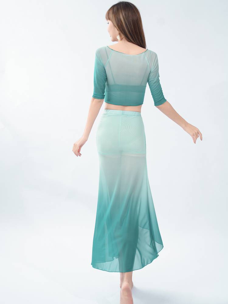 2024 Summer Summer Sleeve Garma Belly Dance with waist chain performance service French neckline elegant dance dance group set
