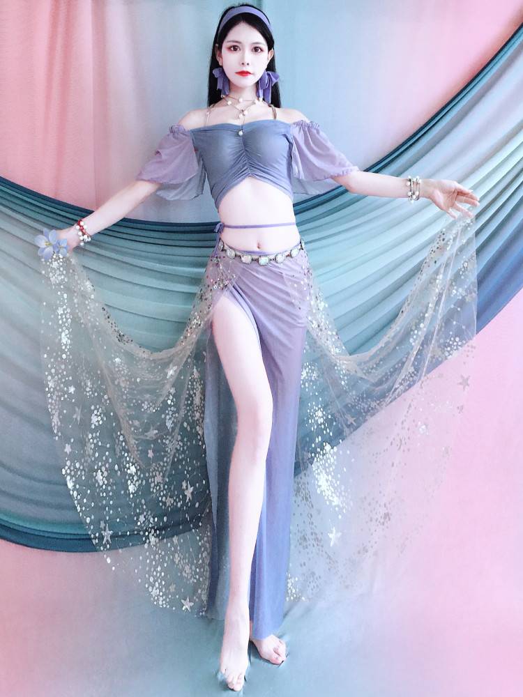 Belly dance exercise costume 2024 new gradient big skirt jacket set fairy style spring and summer oriental dance performance clothing