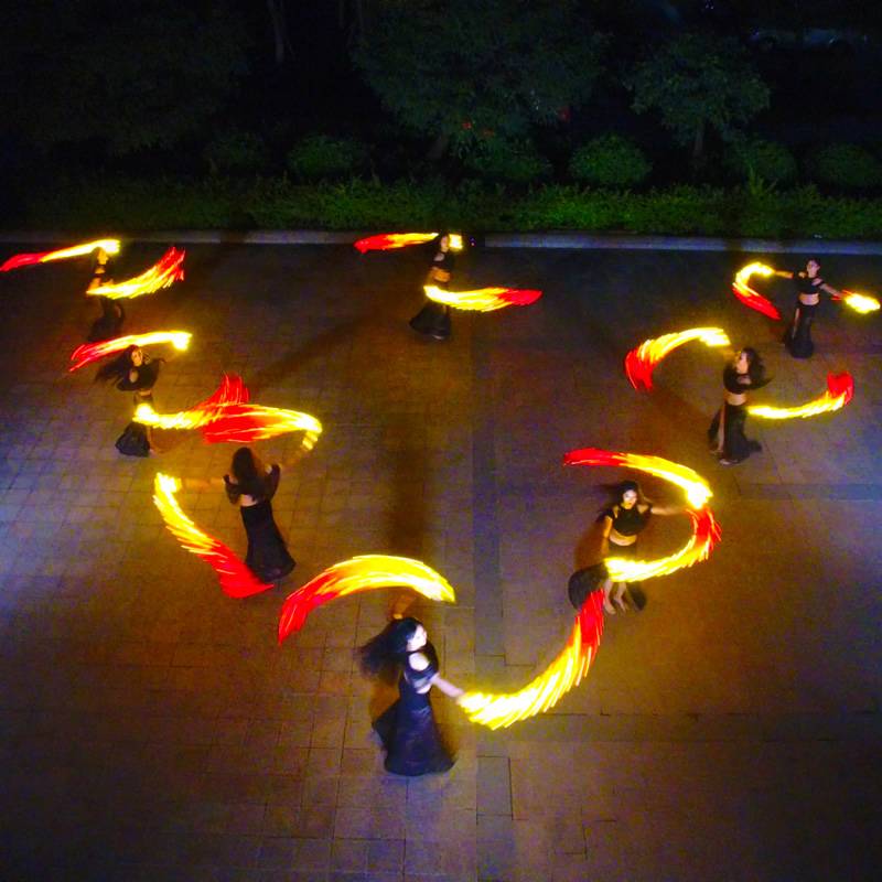 Dance Niang LED white light glowing fan dance performance shows lightway props and belly dance light dance fans are really silk
