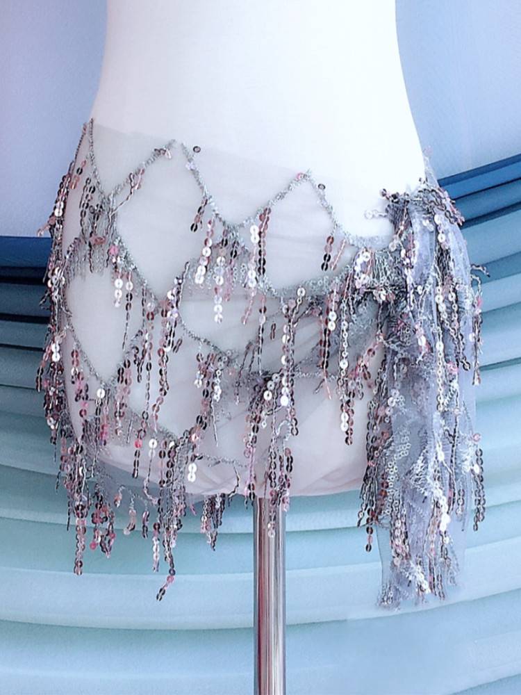 Belly dance waist chain Oriental dance exercise exercise running beads multi -color hip scarf and waist scarf with summer children's performance suit