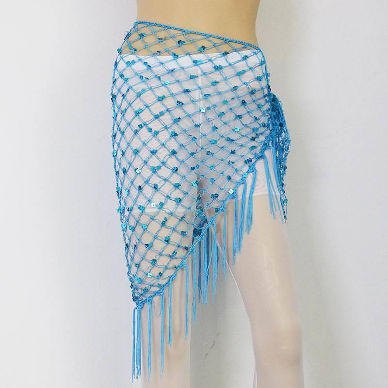 Belly dance performance sequin lumbar chain fishing nets, the drama scarf dance exercise hollowed outbone hip hip towel