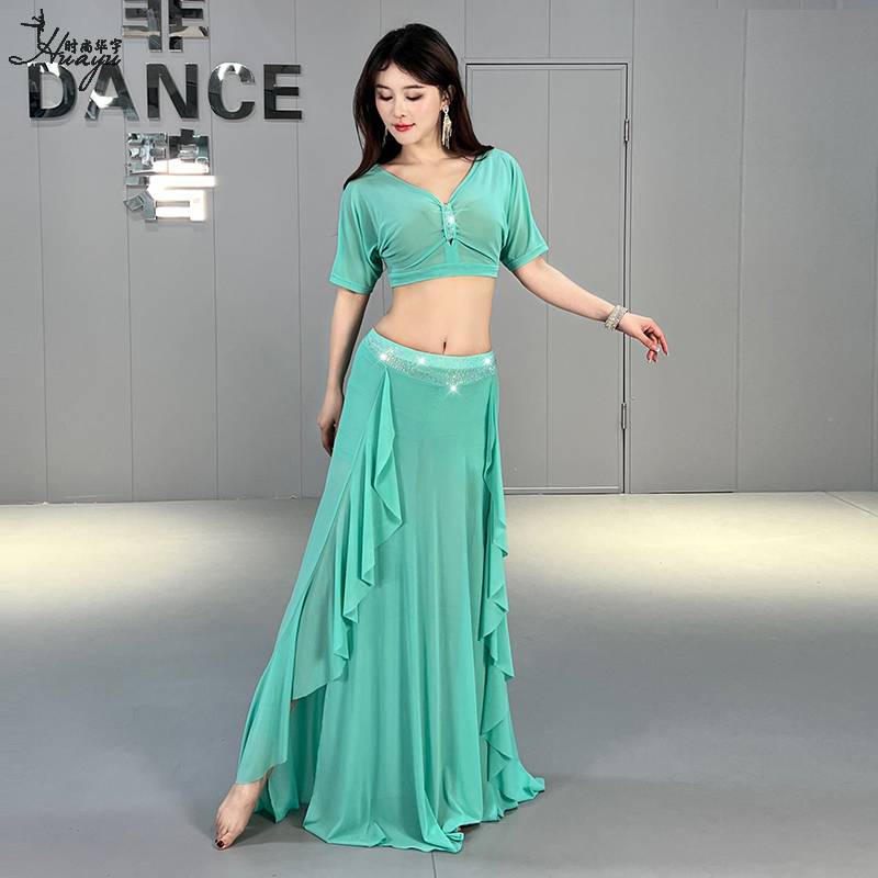 Belly dance exercise suit new hot drill water yarn long skirt performance suit suit is thin and high -level sense Oriental dance service