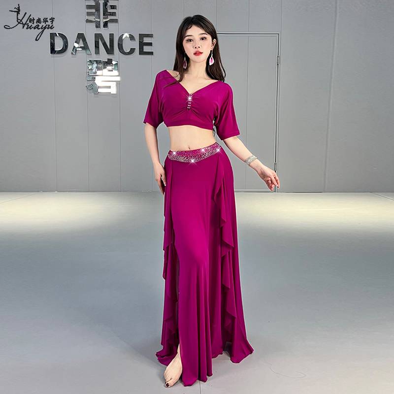 Belly dance exercise suit new hot drill water yarn long skirt performance suit suit is thin and high -level sense Oriental dance service