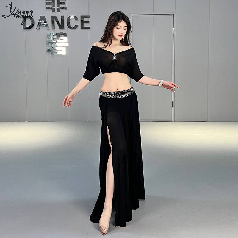 Belly dance exercise suit new hot drill water yarn long skirt performance suit suit is thin and high -level sense Oriental dance service