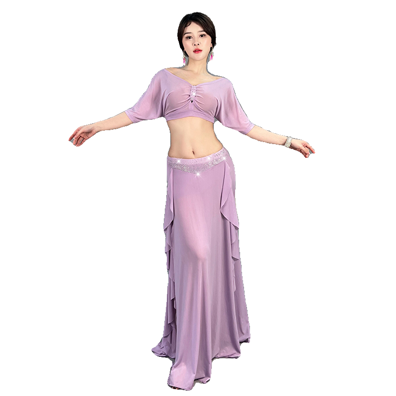 Belly dance exercise suit new hot drill water yarn long skirt performance suit suit is thin and high -level sense Oriental dance service