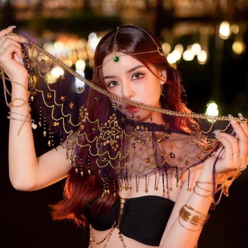 New belly dance veil exotic princess cos veil Western style dance covered face ancient style Hanfu fairy face