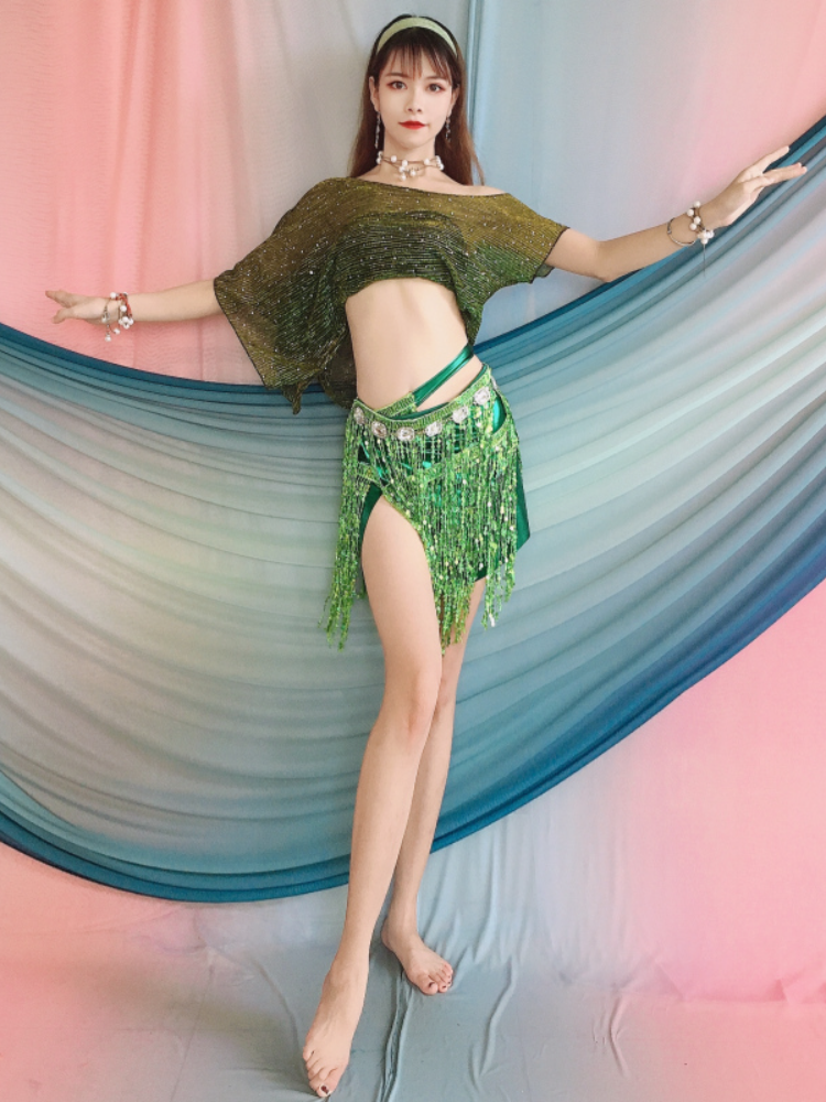 Yanxin Huimei New Belly Dance Female 2024 Summer Practice Server Shoulder Top Taps Flowing Su Tounito Oriental