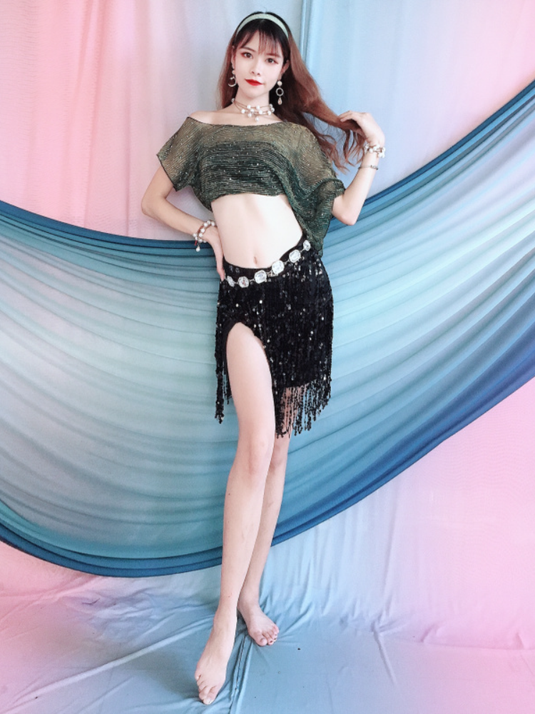 Yanxin Huimei New Belly Dance Female 2024 Summer Practice Server Shoulder Top Taps Flowing Su Tounito Oriental