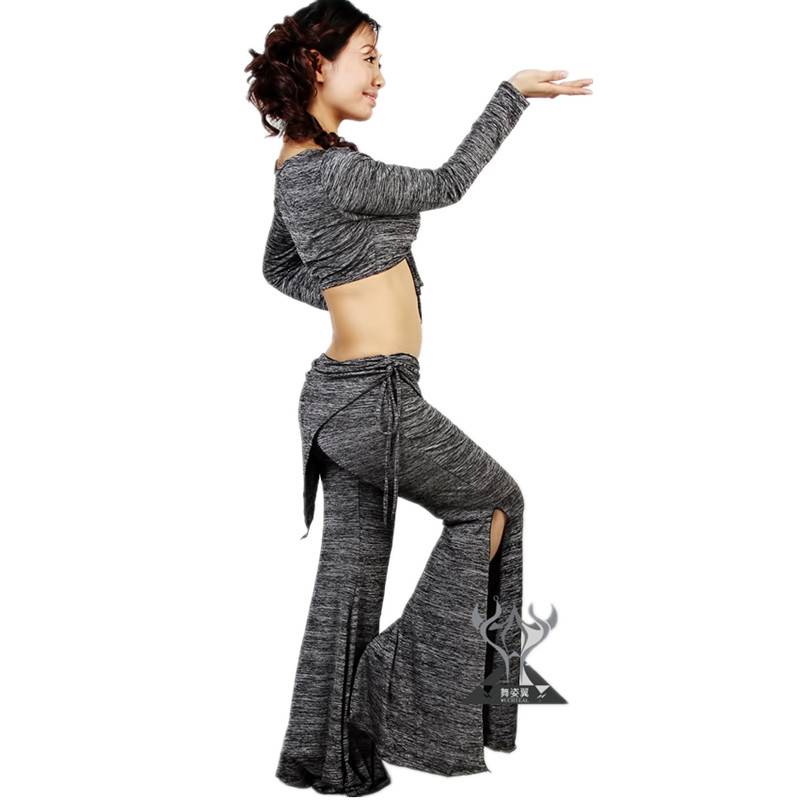 Dance posture belly dance tribe set practice clothing ice silk Indian dance exercise long -sleeved oriental dance clothing