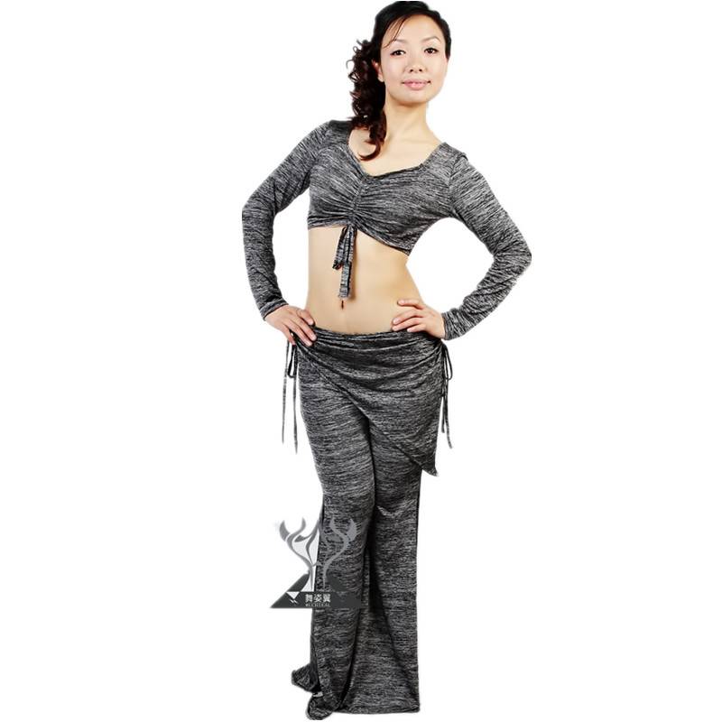 Dance posture belly dance tribe set practice clothing ice silk Indian dance exercise long -sleeved oriental dance clothing
