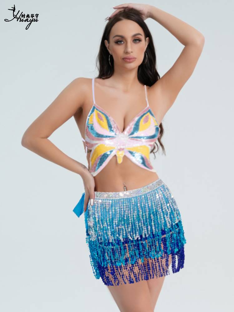 Belly dance clothing butterfly sexy breasts, waist scarf hip -to -Latin dance clothing Indian performance dance clothing