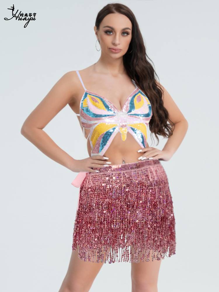 Belly dance clothing butterfly sexy breasts, waist scarf hip -to -Latin dance clothing Indian performance dance clothing
