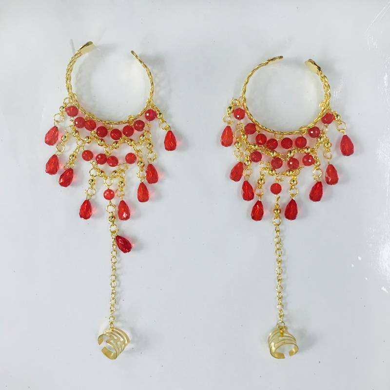 Indian dance watch performance accessories head jewelry red bead necklasm ​​belly dance rinsee daemon bracelet dance earrings