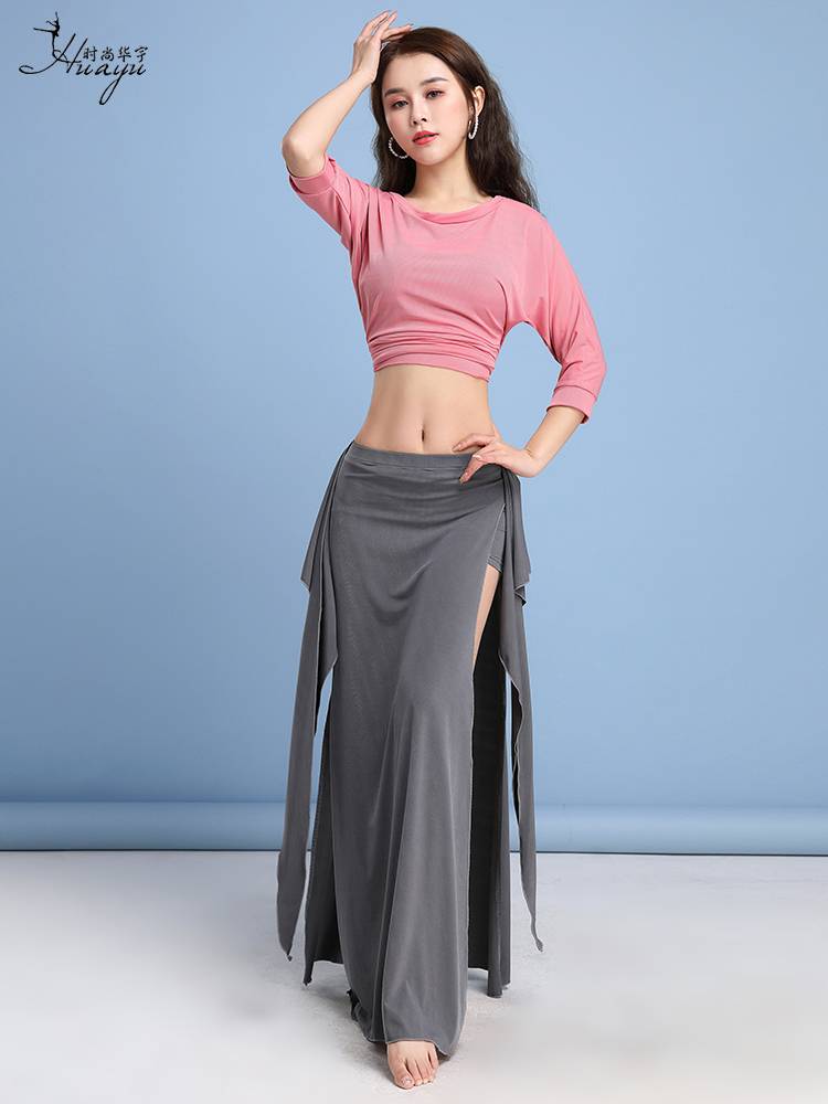 Belly dance half -bodies sexy double split long skirt practice clothes under the candy skirt Oriental dance clothing female