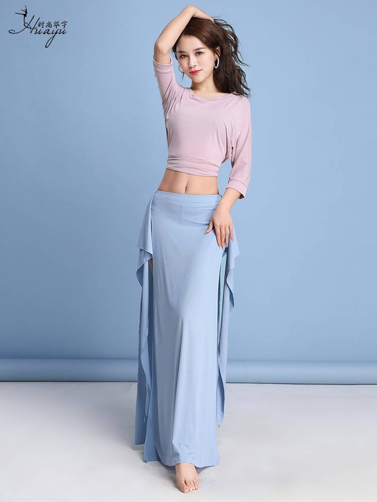 Belly dance half -bodies sexy double split long skirt practice clothes under the candy skirt Oriental dance clothing female