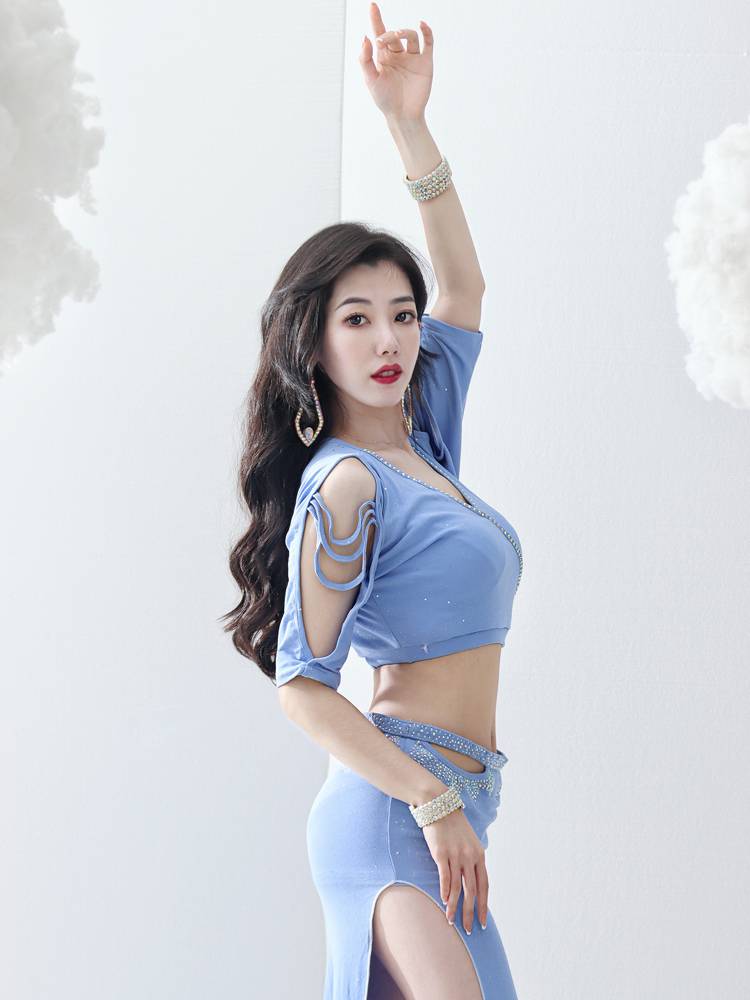 Belly Dance 2024 Summer New Spicy Diamond Practice Services Hollow Skirt Sexy Oriental Dance Short Performance