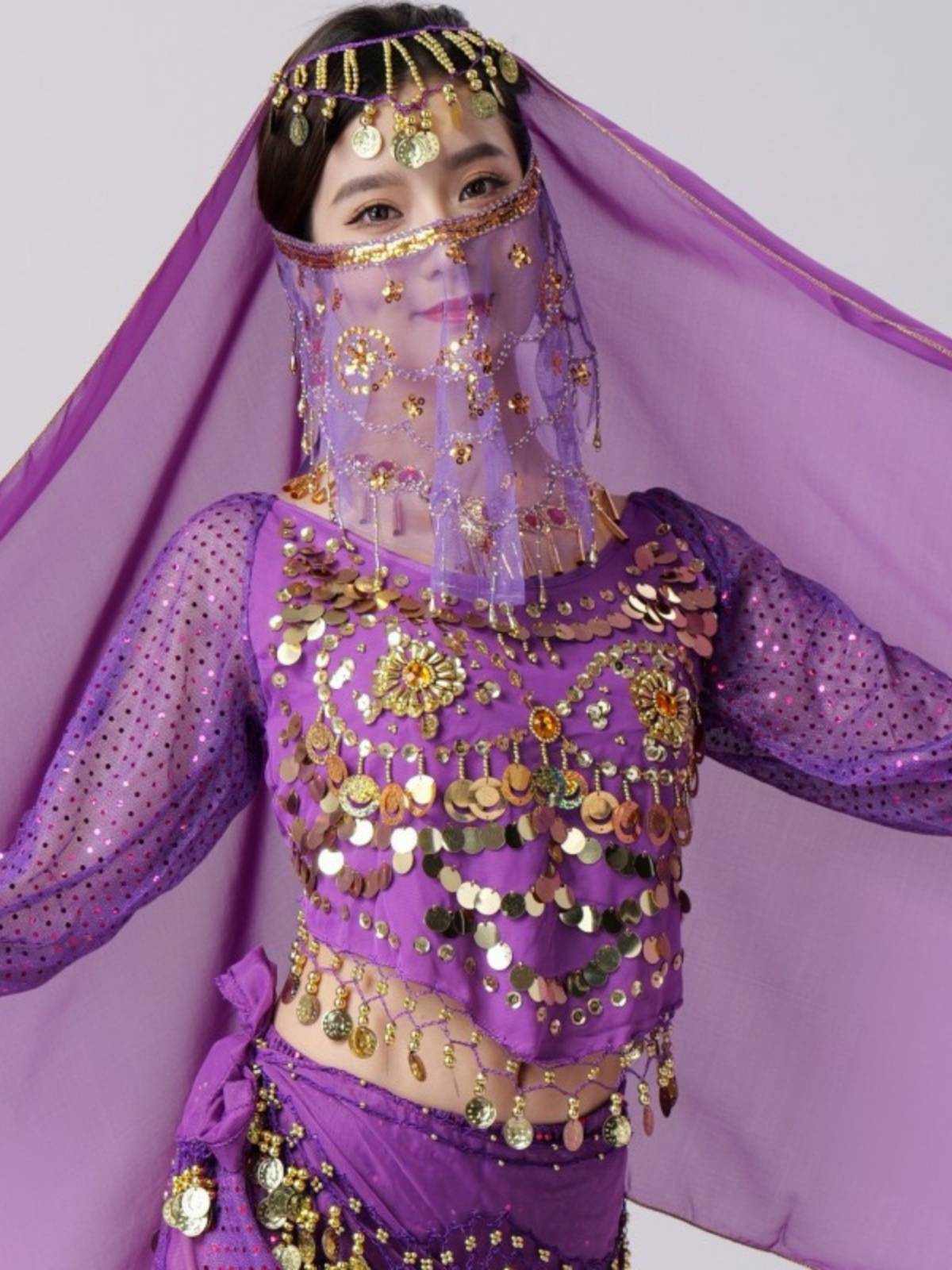 Indian dance performances exercise clothes belly dance clothing new belly dance two flowers and chili long sleeve tops
