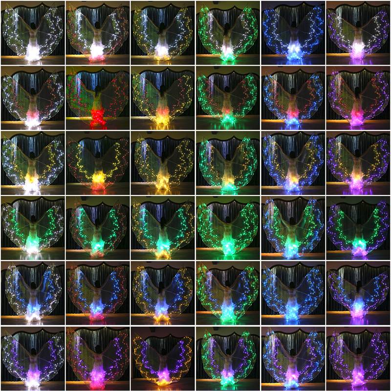 Belly dance glowing wings cloak new gold -wing dance service showing show props LED light with dance wings