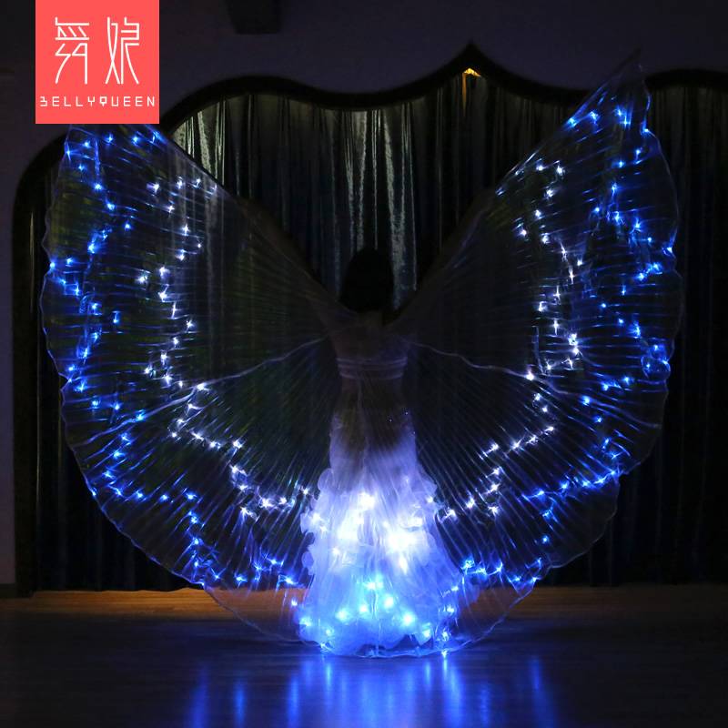 Belly dance glowing wings cloak new gold -wing dance service showing show props LED light with dance wings