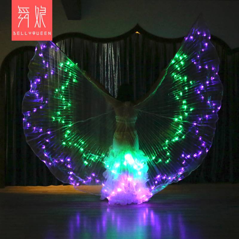 Belly dance glowing wings cloak new gold -wing dance service showing show props LED light with dance wings