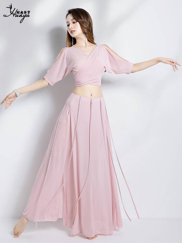 Belly Dance 2024 new sexy oriental dance service female hot drill net gauze long skirt set group service performance
