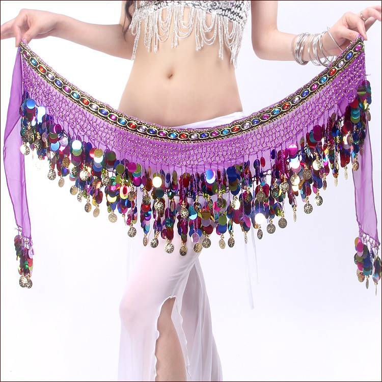 New color diamond gongs sequins, belly dance waist chain lumbar band hip hipline, Indian dance first scholar performance, waist scarf and waist seal